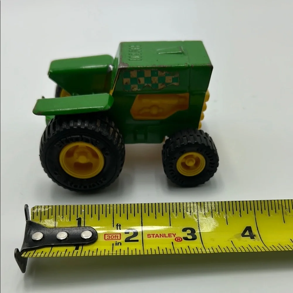Vintage Buddy L Green Farm Toy Tractor Checkered Yellow Made In Japan Die Cast